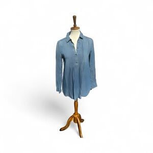 American Eagle Blue Denim Button-Up Tunic Size S